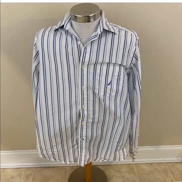 Nautica Other - Nautica Mens Button Front Shirt Blue White Stripe